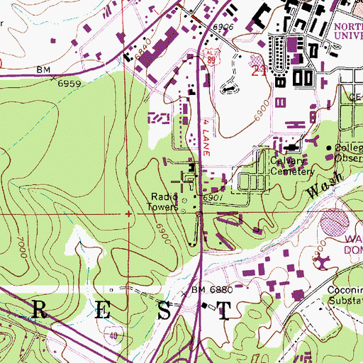 Topographic Map of Arizona Highway Maintenance Yard - Flagstaff, AZ