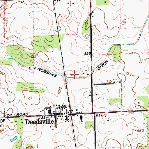 Topographic Map of E V Robbins Ditch, IN