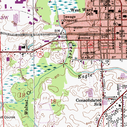 Topographic Map of Eagle Creek, IN
