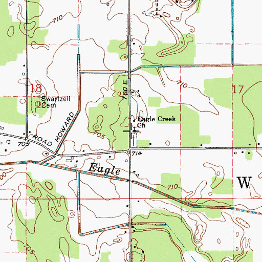 Topographic Map of Eagle Creek Church, IN