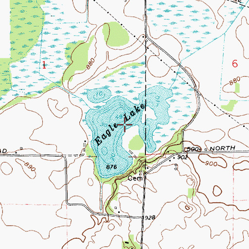 Topographic Map of Eagle Lake, IN