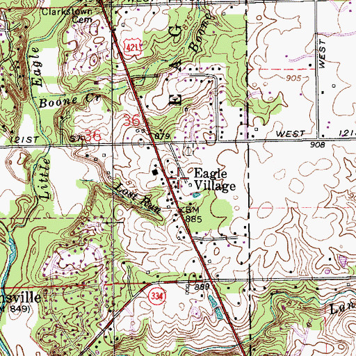 Topographic Map of Eagle Village, IN