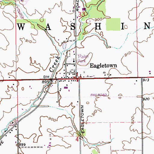 Topographic Map of Eagletown, IN