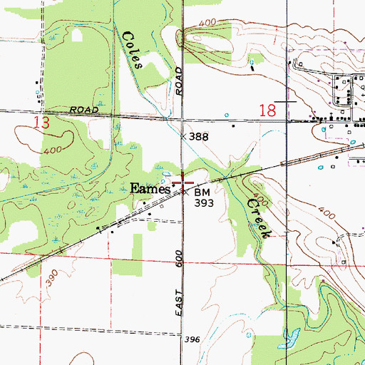 Topographic Map of Eames, IN