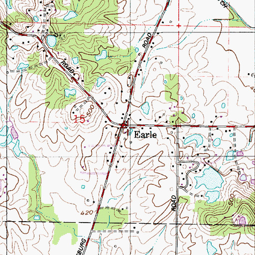 Topographic Map of Earle, IN