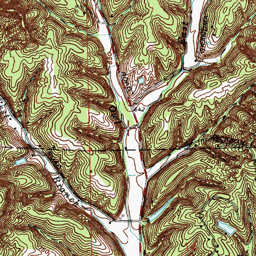 Topographic Map of East Branch Owl Creek, IN