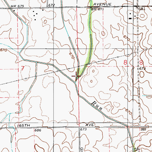 Topographic Map of East Branch Stony Run, IN