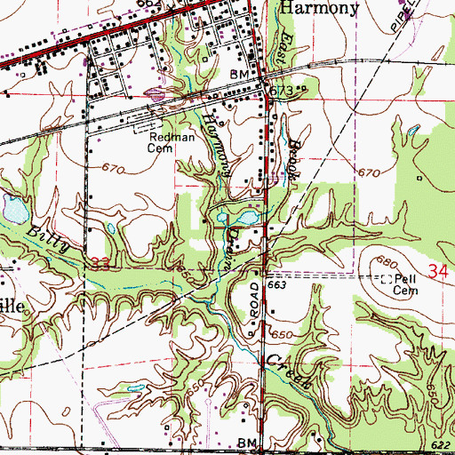 Topographic Map of East Brook, IN