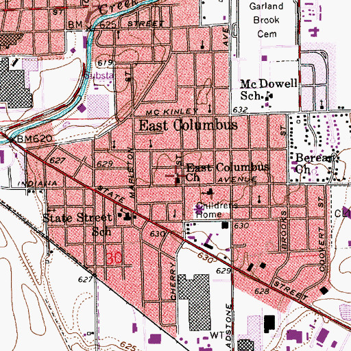 Topographic Map of East Columbus Church, IN