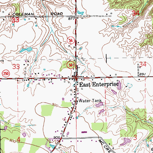 Topographic Map of East Enterprise, IN