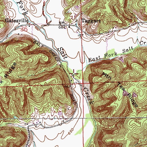 Topographic Map of East Fork Beanblossom Creek, IN