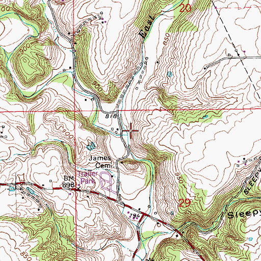 Topographic Map of East Fork Big Cedar Creek, IN