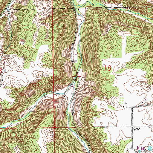 Topographic Map of East Fork Blue Creek, IN