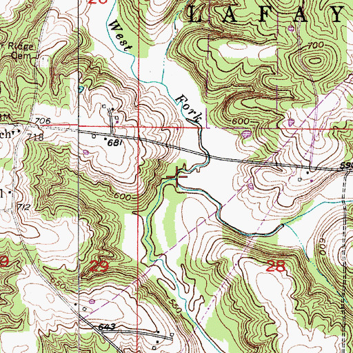 Topographic Map of East Fork Fish Creek, IN