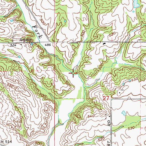 Topographic Map of East Fork Sugar Creek, IN