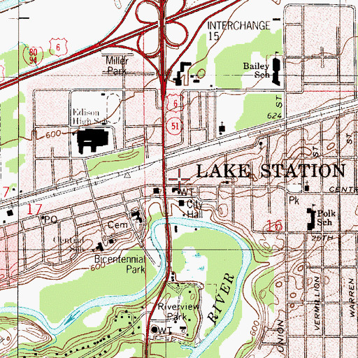 Topographic Map of Lake Station, IN