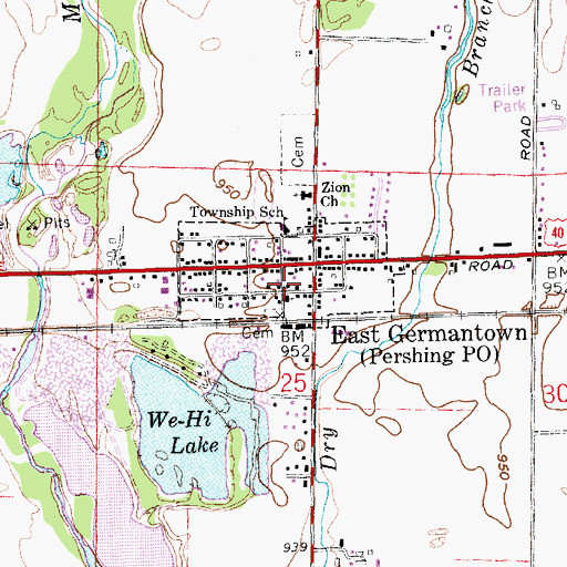 Topographic Map of East Germantown, IN