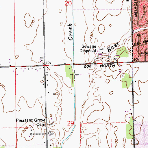Topographic Map of East Grassy Creek, IN