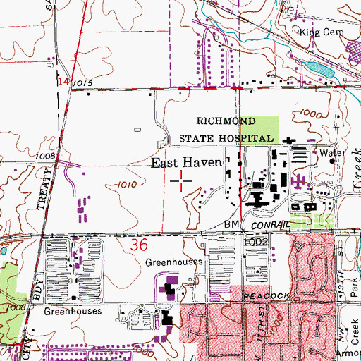 Topographic Map of East Haven, IN