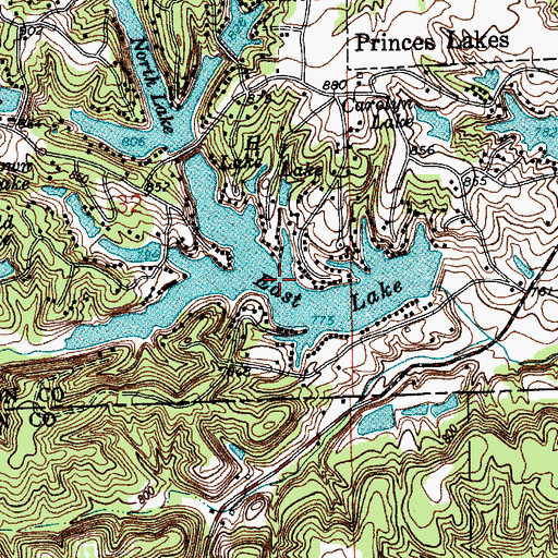 Topographic Map of Princes East Lake, IN