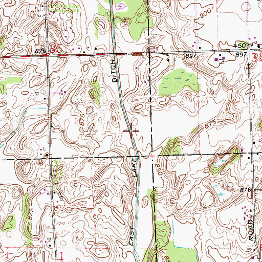 Topographic Map of East Lake Ditch, IN