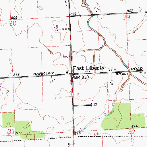 Topographic Map of East Liberty, IN