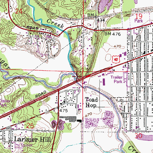 Topographic Map of East Little Sugar Creek, IN