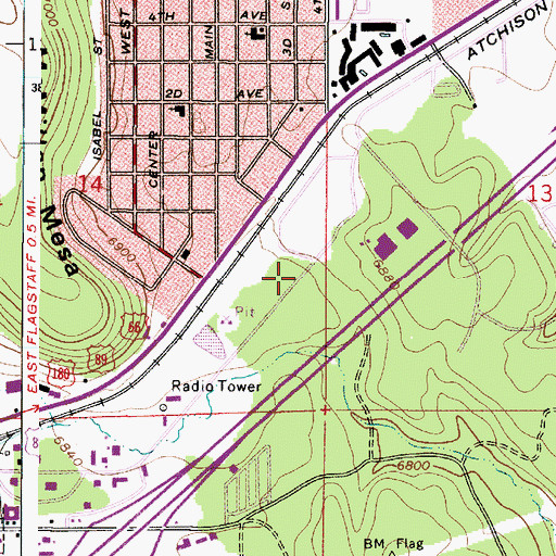 Topographic Map of KFLG-AM (Flagstaff), AZ
