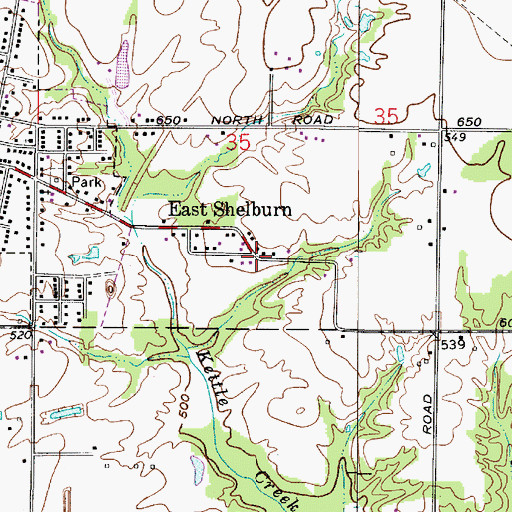 Topographic Map of East Shelburn, IN