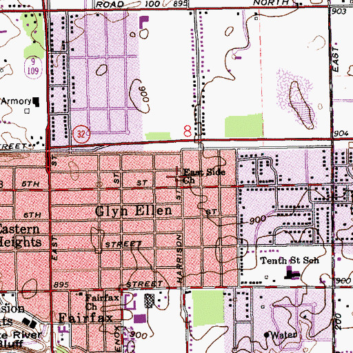 Topographic Map of East Side Church, IN