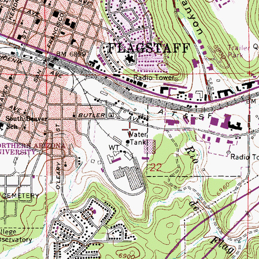 Topographic Map of KJKJ-AM (Flagstaff), AZ