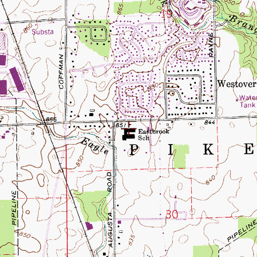 Topographic Map of Eastbrook Elementary School, IN