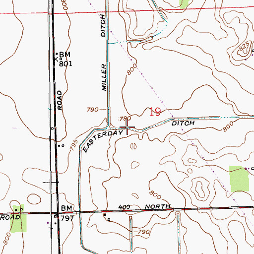 Topographic Map of Easterday Ditch, IN