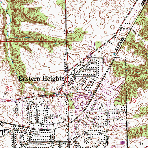 Topographic Map of Eastern Heights, IN