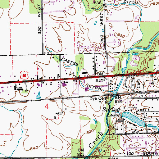 Topographic Map of Eastes Ditch, IN