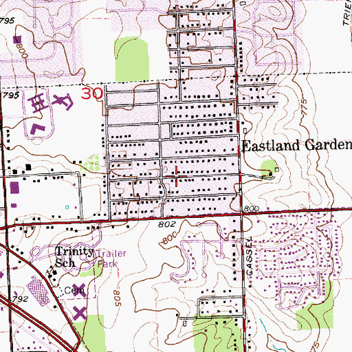 Topographic Map of Eastland Gardens, IN