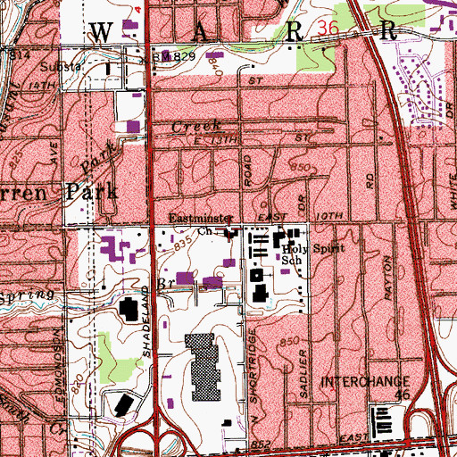 Topographic Map of Eastminster United Presbyterian Church, IN