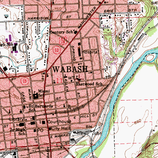 Topographic Map of Eastwood Elementary School, IN