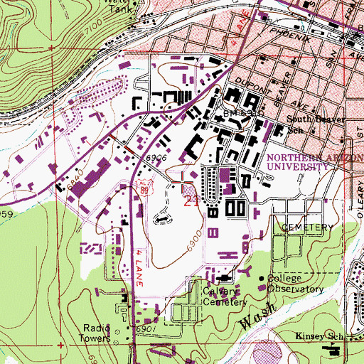 Topographic Map of KNAU-FM (Flagstaff), AZ