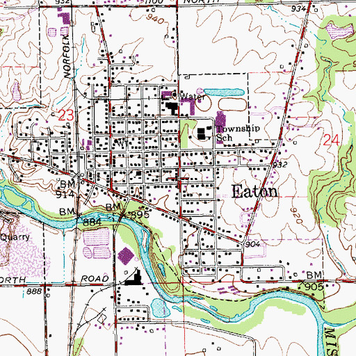 Topographic Map of Eaton, IN