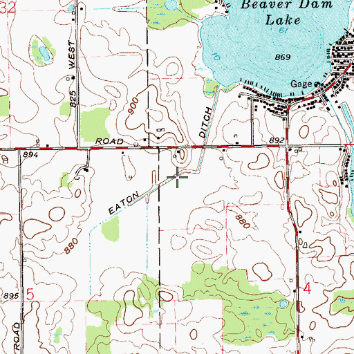 Topographic Map of Eaton Ditch, IN