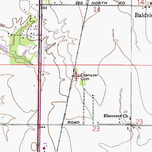 Topographic Map of Ebenezer Cemetery, IN