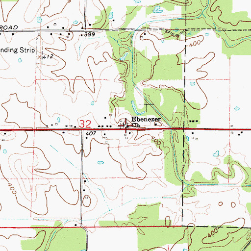 Topographic Map of Ebenezer Church, IN