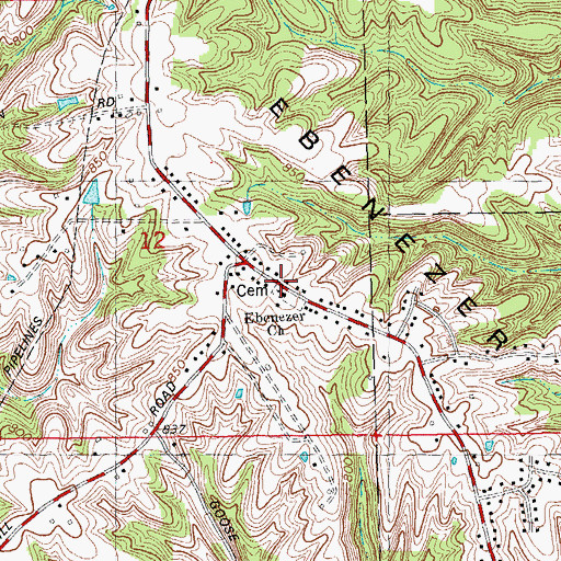 Topographic Map of Ebenezer Church, IN