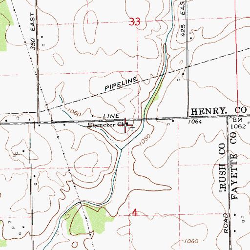 Topographic Map of Ebenezer Church, IN