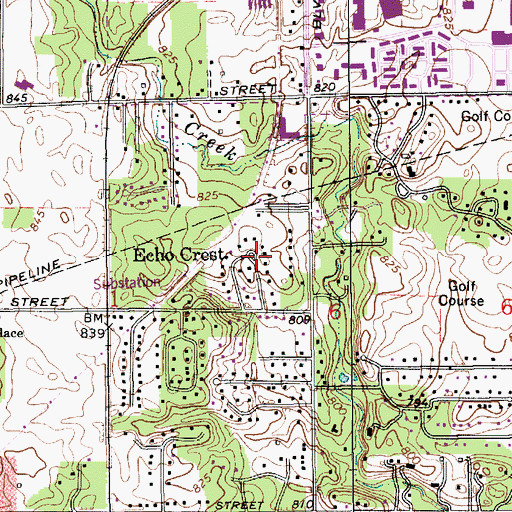 Topographic Map of Echo Crest, IN