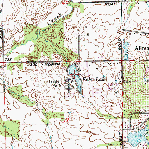 Topographic Map of Echo Lake, IN