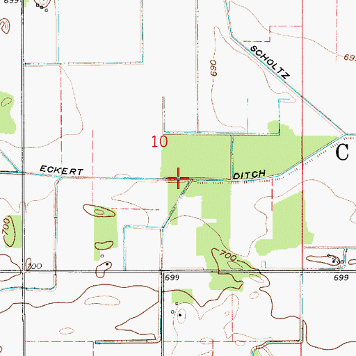 Topographic Map of Eckert Ditch, IN