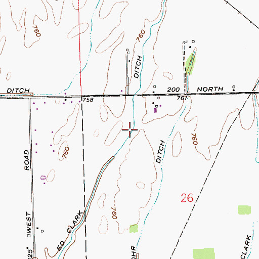 Topographic Map of Ed Clark Ditch, IN