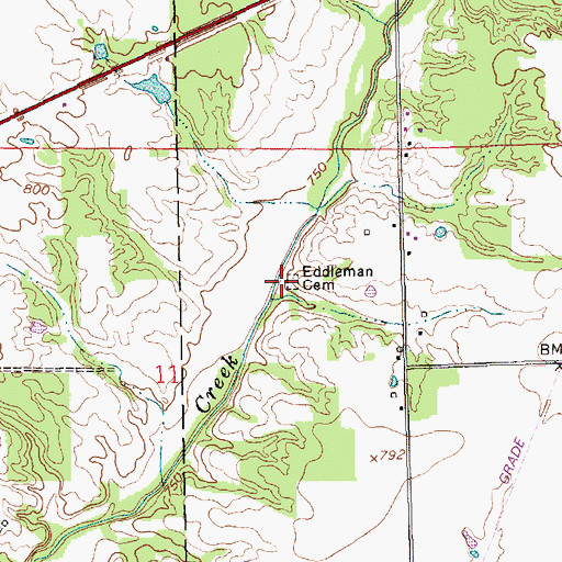 Topographic Map of Eddleman Cemetery, IN